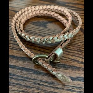 J Crew gold braided leather belt size S/M